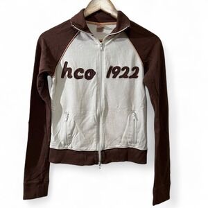 Vintage Hollister Sport Zip Up Jacket Women's M Brown 1922 Logo Track Y2K Preppy